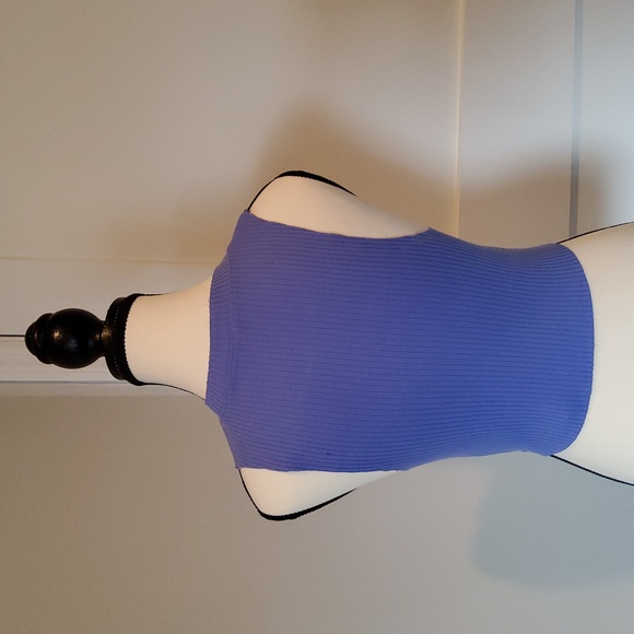 AERIE blue ribbed crop high neck tank, sleeveless Size Medium - Picture 3 of 3